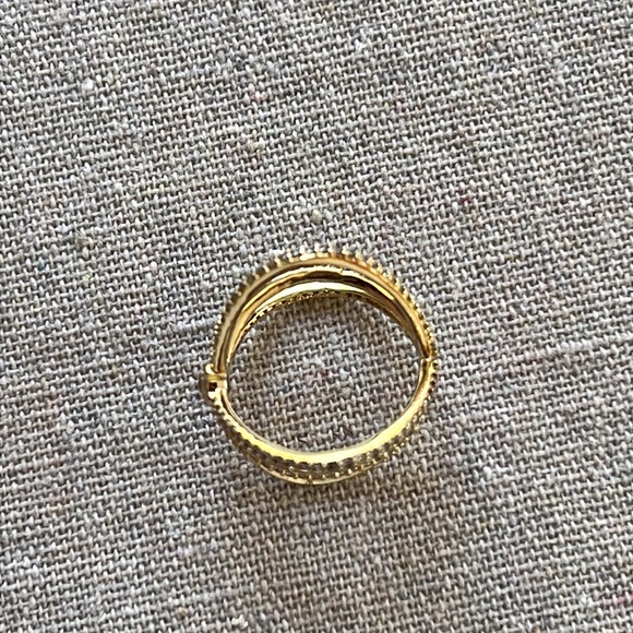 Henri Bendel Luxe Pave Orbital Gold Crystal Ring Sz 6.5 - Picture 6 of 6